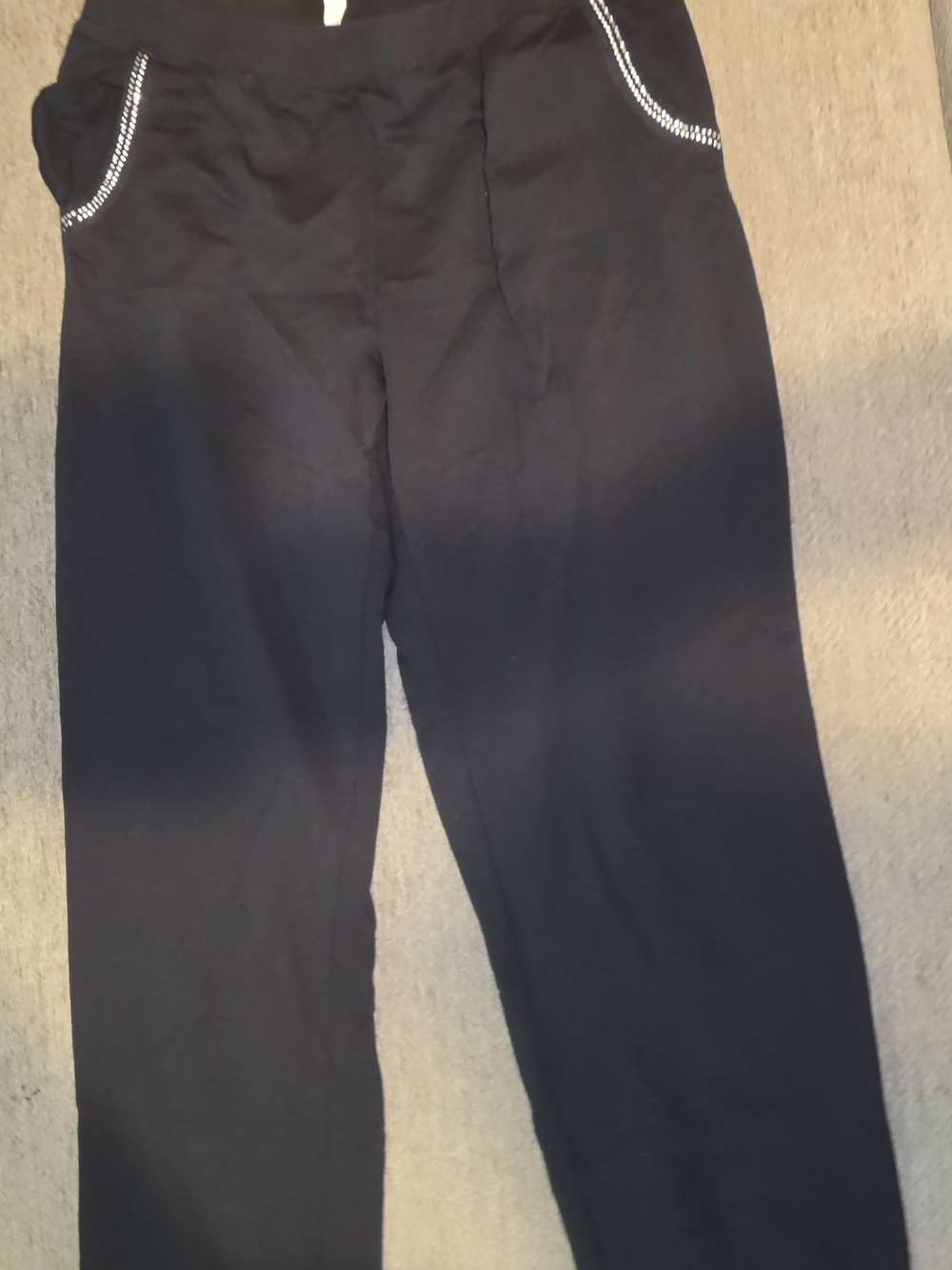 Onque Casuals Women's  Black Rhinestone Pocket Lounge Pants Medium